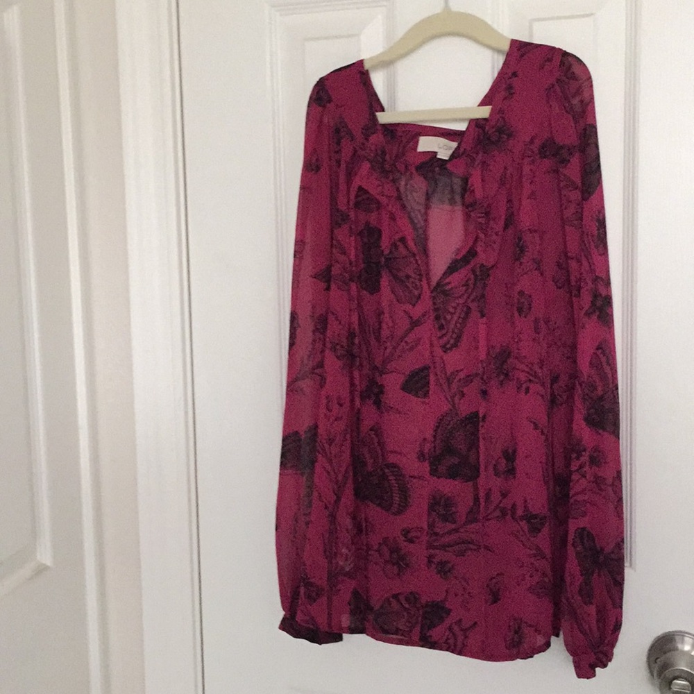 NWOT LOFT Red and Black Blouse